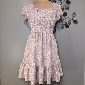 Alter’d State Tan Animal Print Babydoll Mini Dress Puff Sleeve Size XS X-Small‎